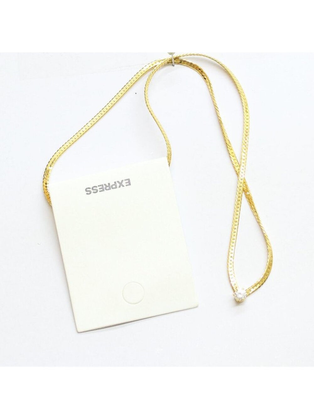 NWT Express Chain Diamond Stud Spring Ring Clasp Necklace Gold Yellow 18''